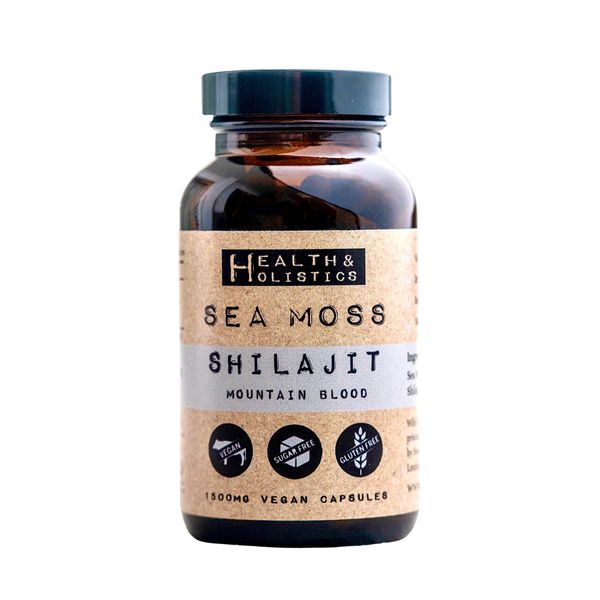 Sea Moss + Shilajit Capsules (St. Lucia - 120 caps) Organic | Wild Crafted | Non GMO | 92 Minerals - Containing Essential Vitamins and Minerals