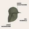 Mikk-line Sun Hat Baby UV Protection 50+, Hat with Neck Protection for Boys and Girls, Breathable Peaked Cap, Children, Adjustable Sun Hat for Outdoor, Garden and Beach, Dusty Olive, 53