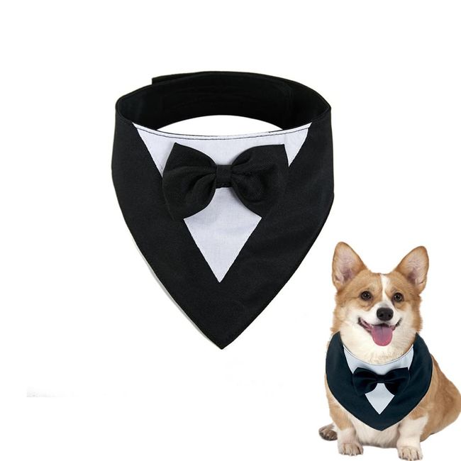 Hund Smoking Bandana Halsband, 1 Stück Verstellbar Formale Hund Hochzeit Bandana Haustier Hochzeit Anzug Fliege Bandana für Kleine Mittlere Hunde