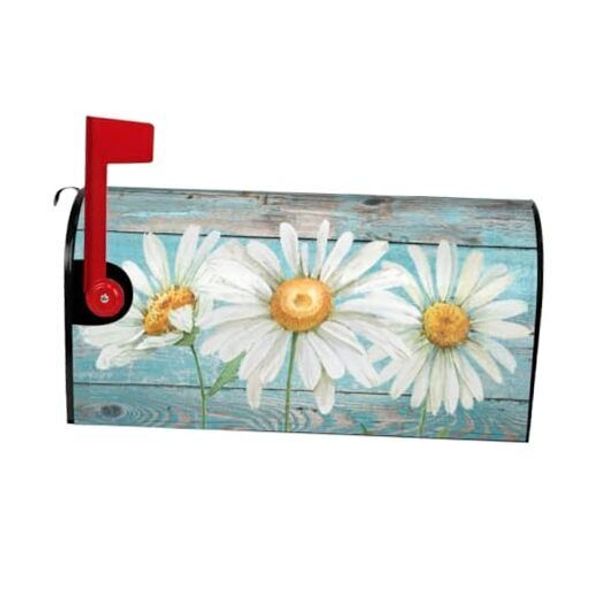 Rustic Summer Mailbox Covers, Spring 21x18 Inch Teal Old Wood 21X18 in Daisy