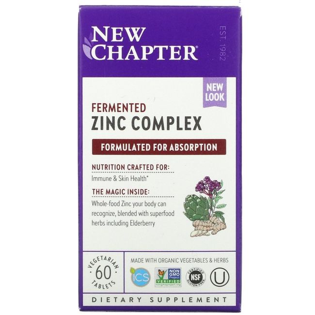 New Chapter Fermented Zinc Complex Veggie Tablets 60 Tablets, 60 Tablets