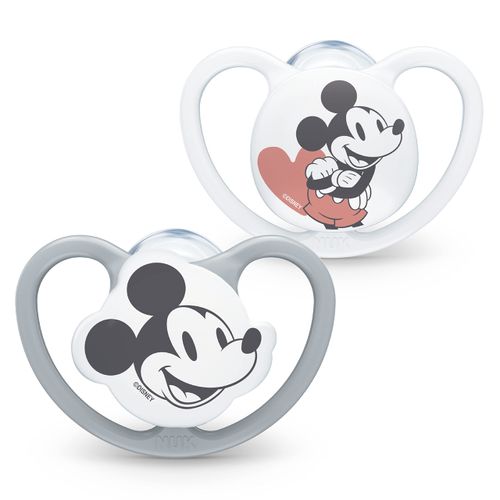 NUK Space Baby Dummy | 18-36 Months | Soothers with Extra Ventilation | BPA-Free Silicone | Mickey Mouse | 2 Count