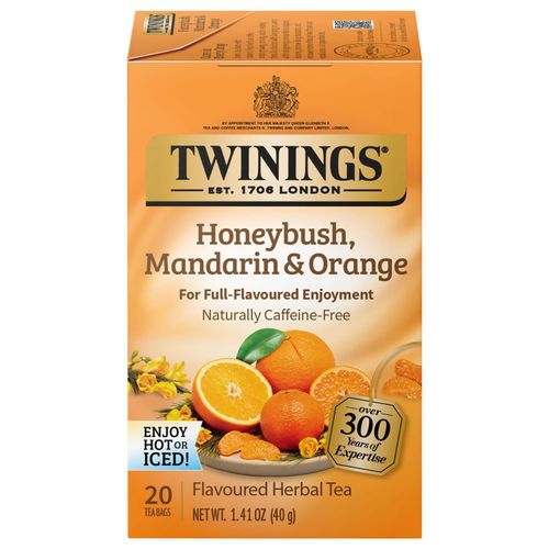 Twinings Honeybush Mandarin & Orange Herbal Tea - Naturally Caffeine-Free Tea Bags Individually Wrapped, 20 Count