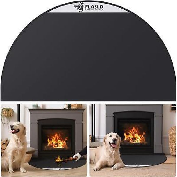 Fireproof Fireplace Mat 32×60Inch Half Round Hearth Rug Protects Floor...