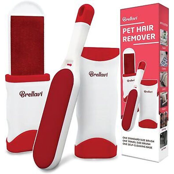 Pet Hair Remover -Lint Removers with Standard and Travel Size Lint Red