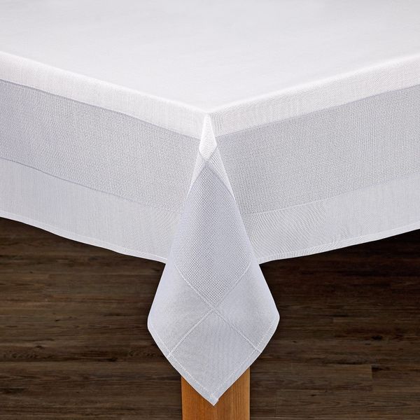 Lintex Linens Bohemia Tablecloth White/Grey 60"X84" Rectangle