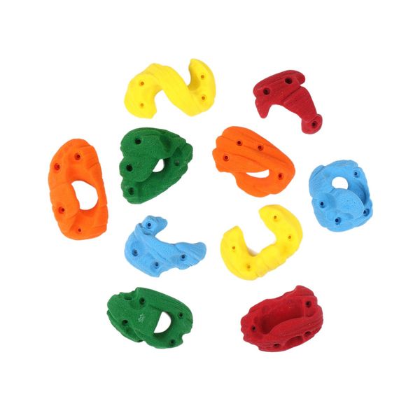 Atomik Rock Climbing Holds Set of 10 Screw-On Joe's Pockets in Assorted Bright Tones