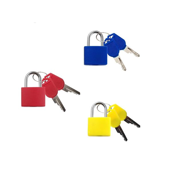 Suitcase Locks with Keys - 3pcs Small Coloured Mini Padlocks - Luggage Locks Padlocks with Keys - 23mm Mini Keyed Padlocks Travel Lock,for Travel Suitcases Luggage Bag Case School Gym(red+blue+yellow)