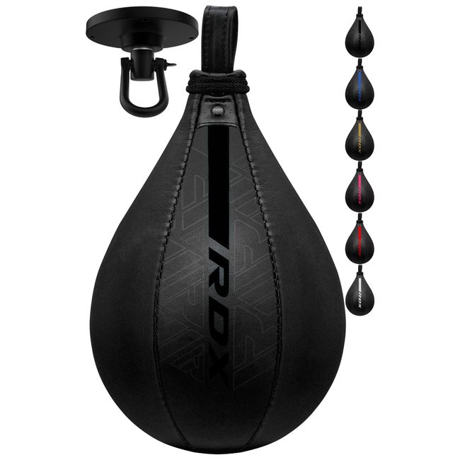 RDX Boxbirne Maya Hide Leder Set, Speedball Hängend Mit Halterung, Punchingball Boxing Speed Bag, Geschwindigkeit Ball Boxen Training Trainingsgeräte Gym Fitness