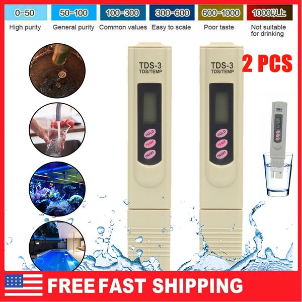 2xTDS-3 Meter Temp PPM LCD Tester Digital Tap Water Quality Filter Purity 0-9990