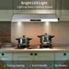 30in Under Cabinet Kitchen Range Hood 600CFM 3-Speed Remote Touch Control w/LEDs