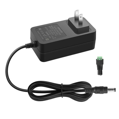 Arkare 24V 2A Power Supply Adapter 48W 4.9FT 100V-240V AC to DC 24 Volt Power Adapter 2A 1A 500mA 24V AC/DC Charger 5.5x2.5mm/2.1mm Barrel Plug for COB LED Strip CCTV Camera Printer with DC Female Tip