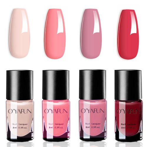 Nail Polish Sets - 4Pcs Nude Pink Nail Varnish - Peel Off Nail Polish Sets - Water-Based Quick Drying Nail Polish Set All Seasons Art Salon Gifts Manicure