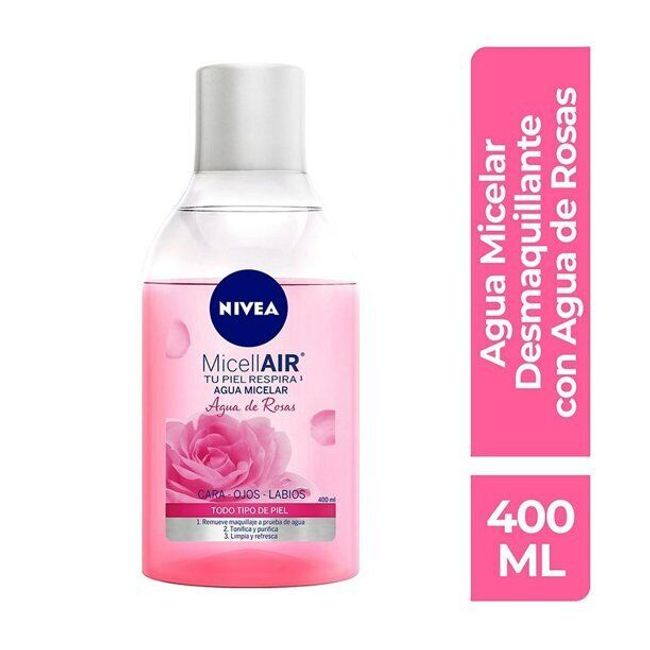 Nivea Micellar Water Rose Touch Make Up Remover Cleanses Hydration Skin 400 ml