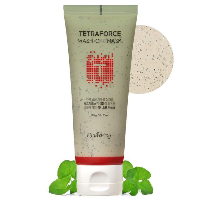 Elishacoy [EC TETRAFORCE Wash Off Mask 100g - Tea Tree & Centella Asiatica Contained Skin Calming Wash off Kaolin Clay Scrub Mask, Pore Clear & Reduce Skin Troubles for Oily Acne Prone Skin