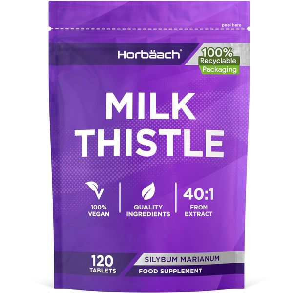 Milk Thistle Tablets | 120 Vegan Tablets | No Artificial Preservatives | by Horbaach