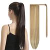 BARSDAR Straight Ponytail Extension - 26 Inch Long Straight Wrap Around Ponytail for Women Clip in Ponytail Hair Extensions Synthetic Blonde Hair Pony Tails Hairpieces Daily - Light Ash Blonde Mixed