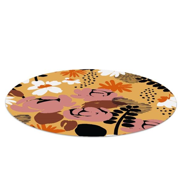 Round Chair Mat Pad Floor Carpet Protector under desk Prairie Flowers fi 100