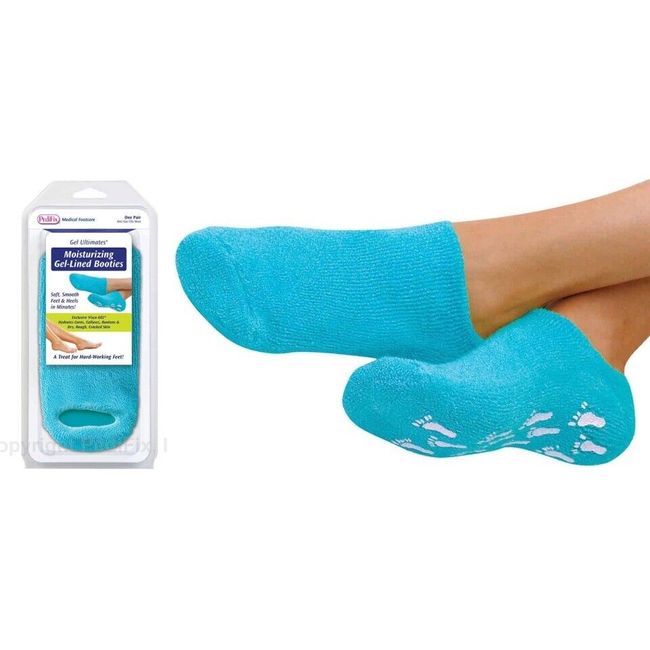 PediFix Gel-Lined Ultimates Moisturizing Heel Foot Booties Socks Rough Skin -PR-