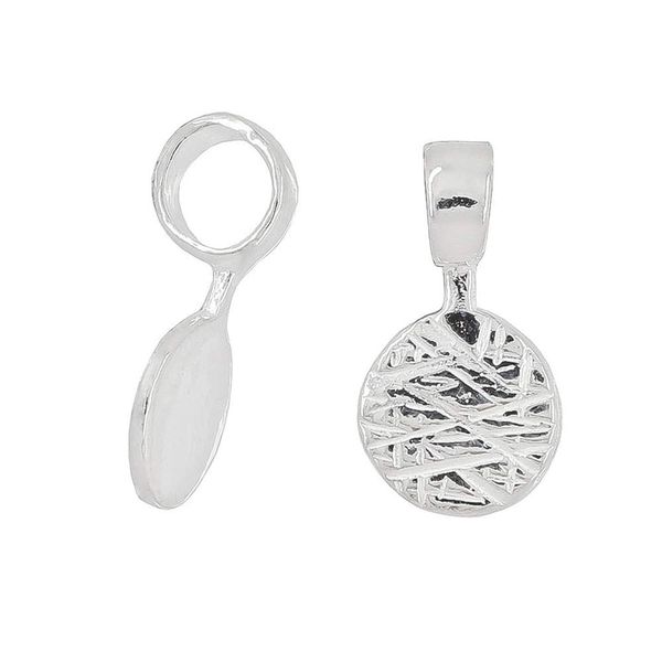 2PC Sterling Silver Glue on Flat Pad Pendant Bail, Bright Silver