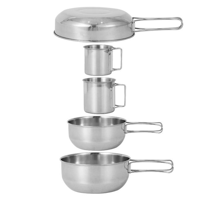 Outdoor Portable Camping Cookware Set, Stainless Steel