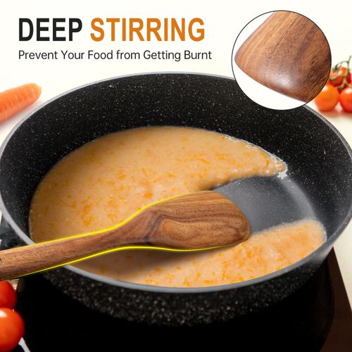 Multifunction Wooden Spatula Spoon, Great for Both Cooking and Serving, Mixing, Scoop, and Scrape, Nonstick Cookwares, BPA-Free, Heat Resistant Wood Spatula for Kitchen Use