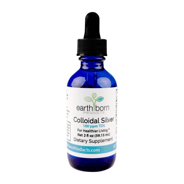 Colloidal Silver - 2 oz Dropper 100 PPM Monatomic Mineral Supplement Made in USA