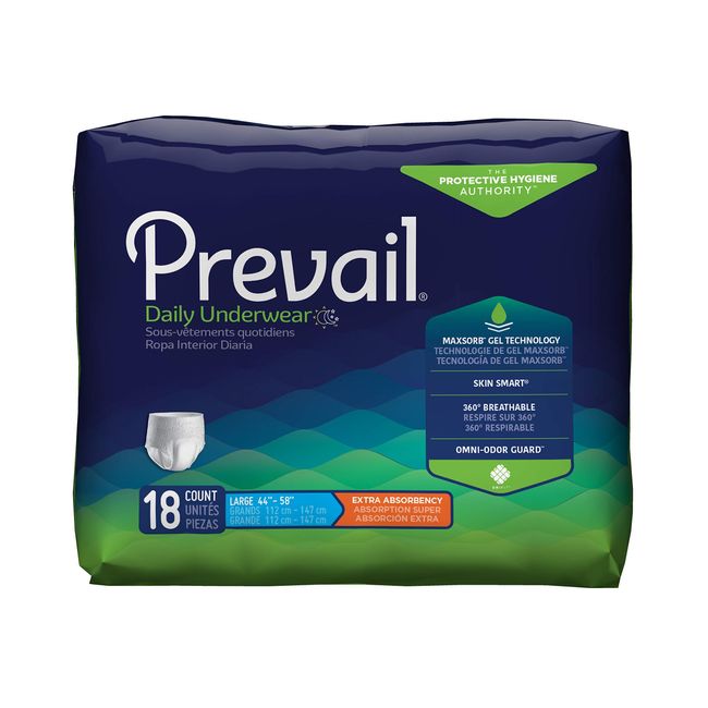 Prevail AIR Overnight Briefs Heavy Absorbency Unisex Adult - Size 1, 96 ct