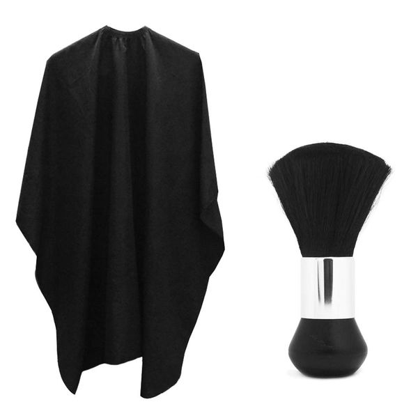 SourceTon Professional Hair Salon Nylon Cape with Metal Adjustable Closure & Neck Duster, Light Weight Extra Long Cape (60 inch X 47 inch) and Neck Duster Brush, Perfect for Barbershop and Salon