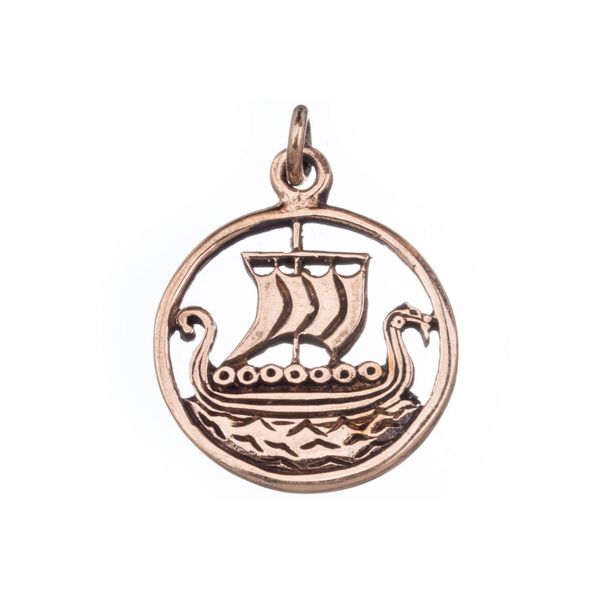 Viking Jewellery Pendant SVOLD 1.7 cm Small Dragon Ship Bronze, Bronze