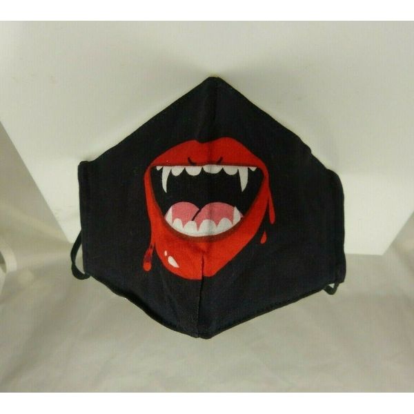 Vampire bite face mask black red and white adult size