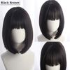 INMAN Wig, Semi-Long, Medium Bob, Gradient Wig, Full Wig, Women's, Straight, Natural, Harajuku, Lolita, Everyday Wear, Ear Hook (Princess Bob, Black Brown)