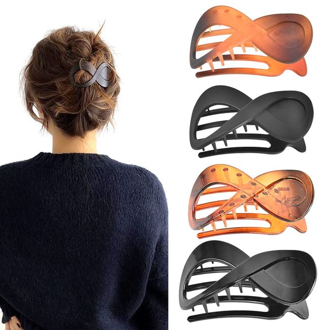 Favengo 4 Stück Haarklammern Kunststoff Haarklammer Damen Haarspangen Französisch Große Haarklammer Kunststoff Haar-Accessoires 8 Form Haarspange für dicke haare für Frauen und Mädchen