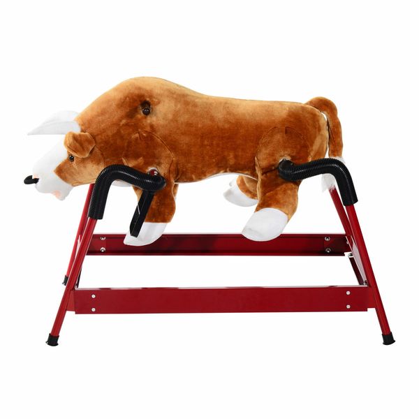 Wooden Toddler Rocking Horse Rodeo Bull  Kids Ride On Toy Plush Rocker for 3-5