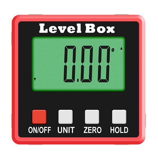 Digital Angle Meter, Digital Inclinometer, Angle Meter, Level Box, Digital Level, Leveler Magnet, Automatic Power Off, 4 x 90° LCD Backlight, Strong Magnet, Waterproof, Small, Angle Meter,