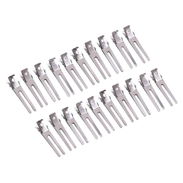 50 Pieces 1.75 Inches Double Prong Silver Curl Clips Alligator Hair Clips Metal Section Clips Pins for Hair Extensions