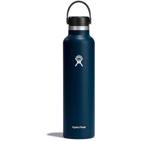 HYDRO FLASK - Trinkflasche 709ml (24oz) - Vakuumisolierte Wasserflasche aus Edelstahl - Sportflasche mit auslaufsicherem Deckel & Gurt - Thermoflasche Spülmaschinenfest - Standard-Öffnung - Indigo