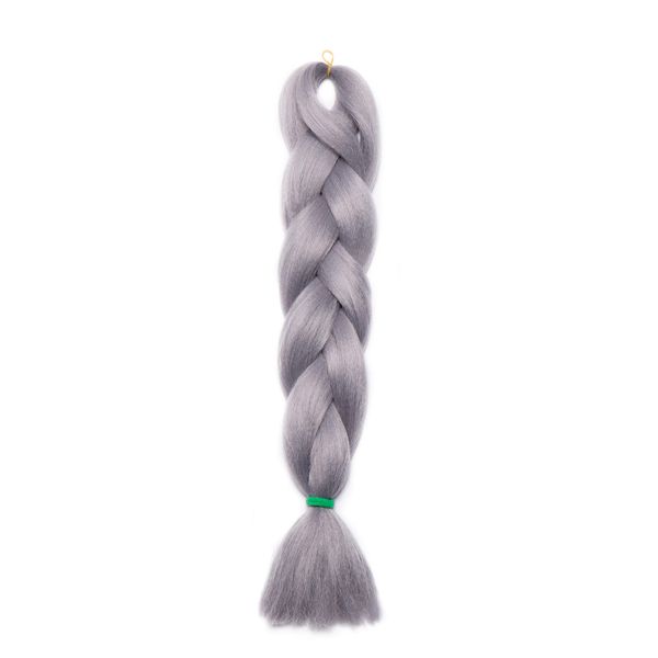 24" Hair Braid Braiding Hair Extension Synthetic Crochet One Piece 100g Natural Fashion Heat-Resistant For Women Ladies - Grey