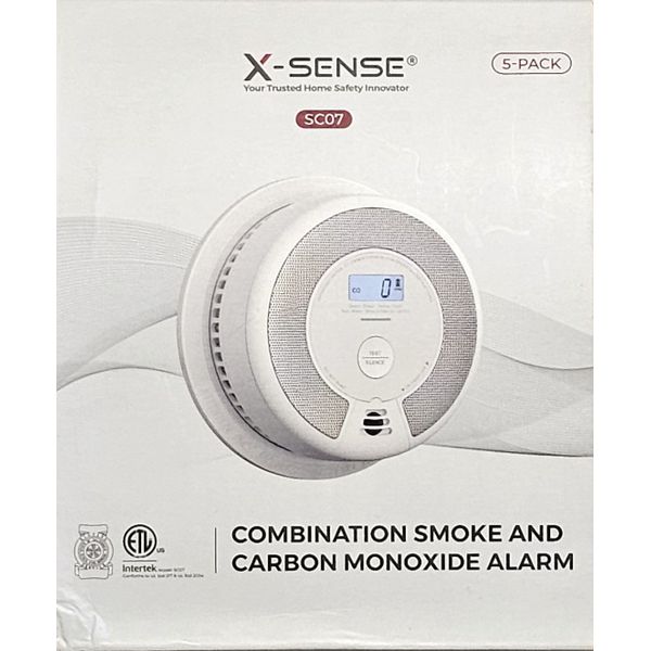 X-Sense 5-Pk 10-Year Battery Combination Smoke Carbon Monoxide Alarm Detector.