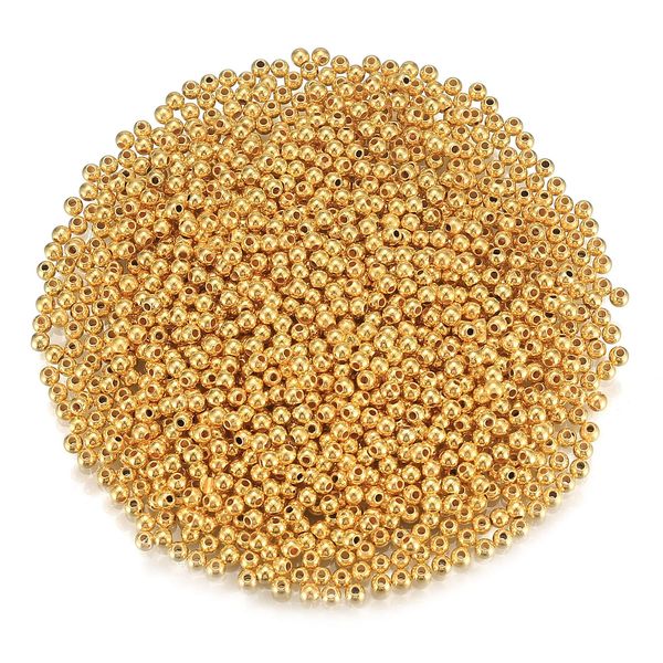 About 4000 Pcs Gold Spacer Round Beads, 4mm Round Smooth Loose Balls Beads for DIY Craft Bracelet Necklace Jewelry Making Supplies Spacers Beads