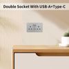 JIMEIDA 2 Pack Double Switched Socket Grey 13 Amp with USB-A And Type-C Charging Ports PC Panel Wall Outlet Power Socket