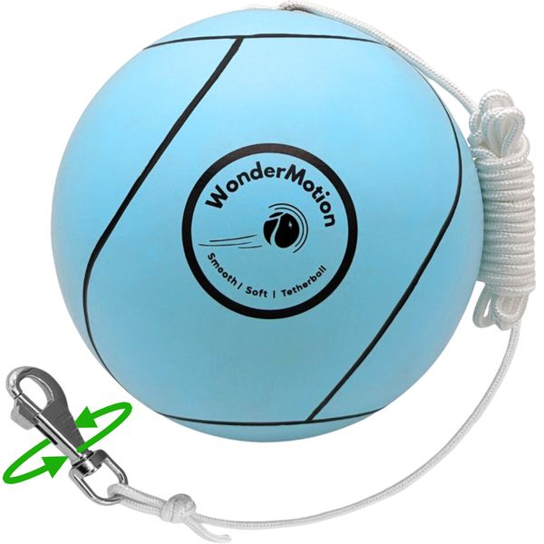 Revive Wonder WonderMotion Soft Tetherball Ball and Rope w/ 360° Kinkless Swivel Hook | School or Backyard Tetherball Set | Light Aquamarine | Soft Tether Ball for Kids Adults Dogs