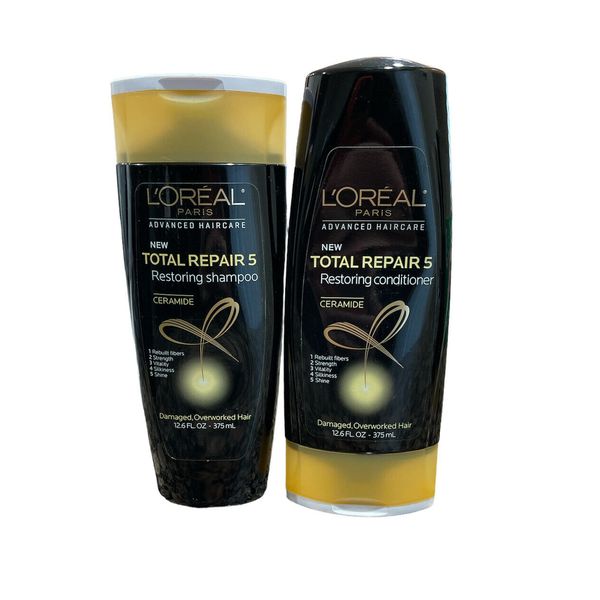 NEW L'Oreal Paris Total Repair 5 Shampoo & Conditioner Set 12.6 oz ea.