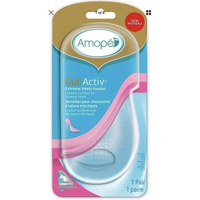 2 Pairs Amope GelActiv Extreme Heels Insoles for Women, Size 5-10