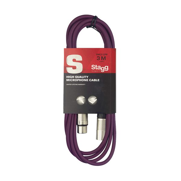 Stagg SMC3 CPP 3 m XLR to XLR Microphone Cable - Purple