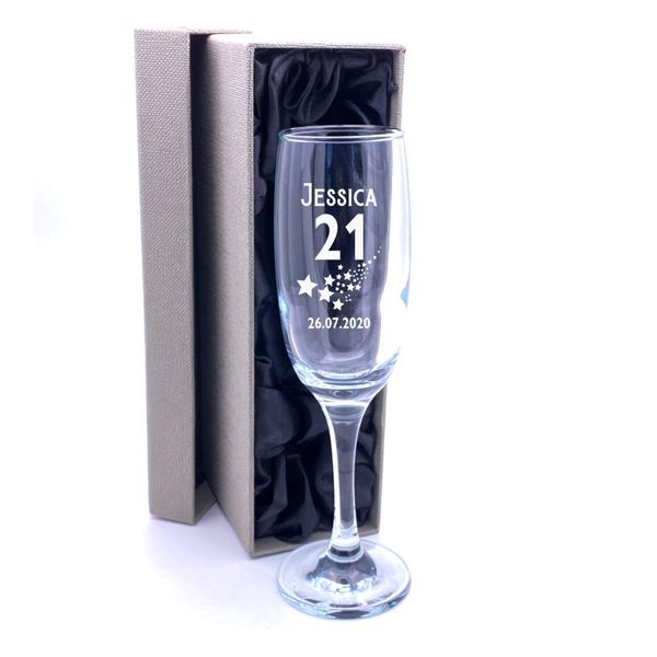 21st Birthday Gift - Personalised Champagne Flute With Gift Box