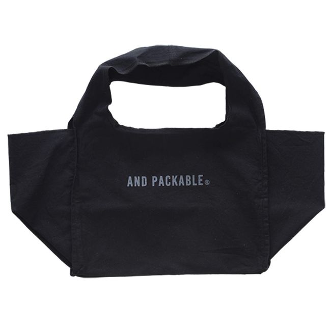 & Packable Convenience Store Marche Bag Eco Bag 11.8 x 7.9 x 8.3 inches (30 x 20 x 21 cm) and Logo Black 66111