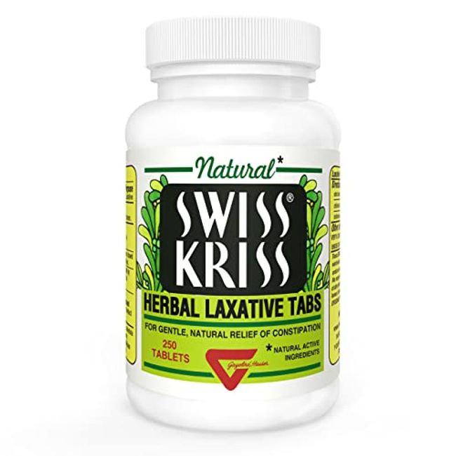 Swiss Kriss Herbal Laxative Tablets, Gentle & Natural Laxatives for Constipation Relief for Adults & Children Over Age 6, Works in 6-12 Hours, Senna Laxative, 250 Tablets Total