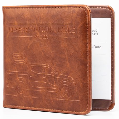 CANOPUS Car Registration and Insurance Holder, Magnetic Closure, Embossed Card Document Holder, Vehicle Glove Box Organizer, Wallet for Auto, SUV, Motorcycle, Truck, Waterproof, Truck Model