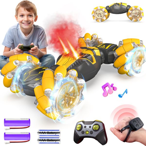 BEZGAR Gesture Sensing RC Stunt Car, Monster Truck Toys, Remote Control Monster Truck with Light, Transform Remote Control Car, Remote Control Hornet, Outdoor Toys for Kids, Rc Cars for Boys